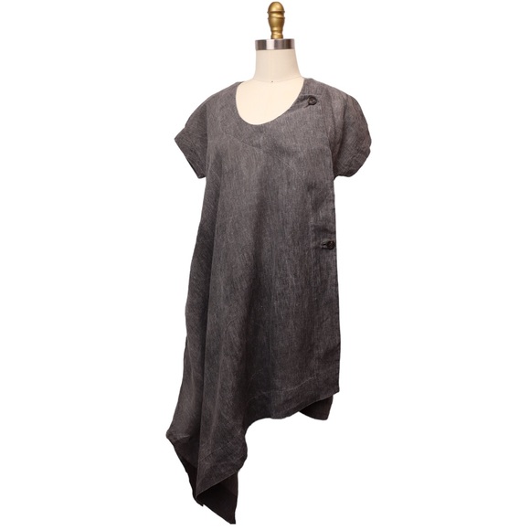 Forme D'expression Italian Made Linen Short Sleeve Tunic Top - Picture 13 of 14